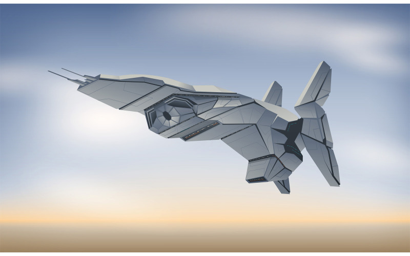 Download Иллюстрация "Spaceship - Illustration" / Spaceship - Illustration - Иллюстрация на тему графика spaceship,spacecraft,starship,space,ship,craft,cruiser,voyager,planet,distant,science,technology,future,futuristic,travel,ufo,alien,battle,military,colonizing