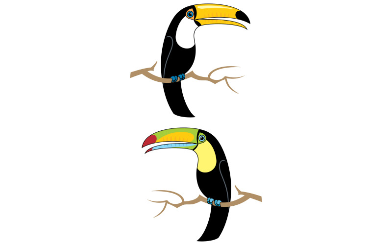 Download Иллюстрация "Toucans - Illustration" / Toucans - Illustration - Иллюстрация на тему графика toucan,bird,tropical,exotic,toco toucan,branch,isolated,isolated on white,white,background,vector,cartoon,illustration,clip art,clipart,design element
