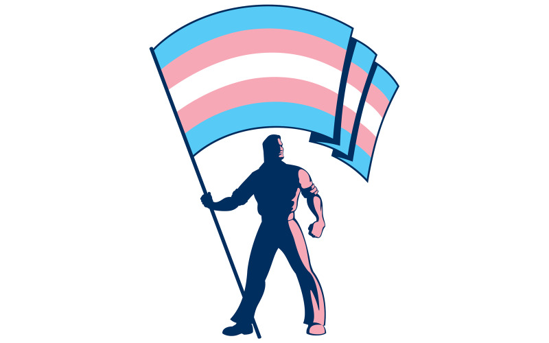 Download Иллюстрация "Transgender Pride Flag Bearer - Illustration" / Transgender Pride Flag Bearer - Illustration - Иллюстрация на тему графика transgender,pride,flag,rainbow,love,standard,banner,ensign,gay,lesbian,freedom,lgbt,community,homosexual,homosexuality,sexuality,bisexual,concept,bearer,man