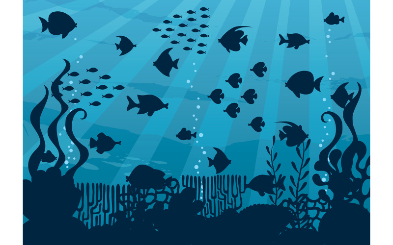 Download Иллюстрация "Undersea 2 Undersea Cartoon Landscape - Illustration" / Undersea 2 Undersea Cartoon Landscape - Illustration - Иллюстрация на тему графика under,below,water,sea,ocean,underwater,undersea,seascape,seafloor,floor,cartoon,coral,fish,silhouette,animal,saltwater fish,salt,deep,reef,barrier