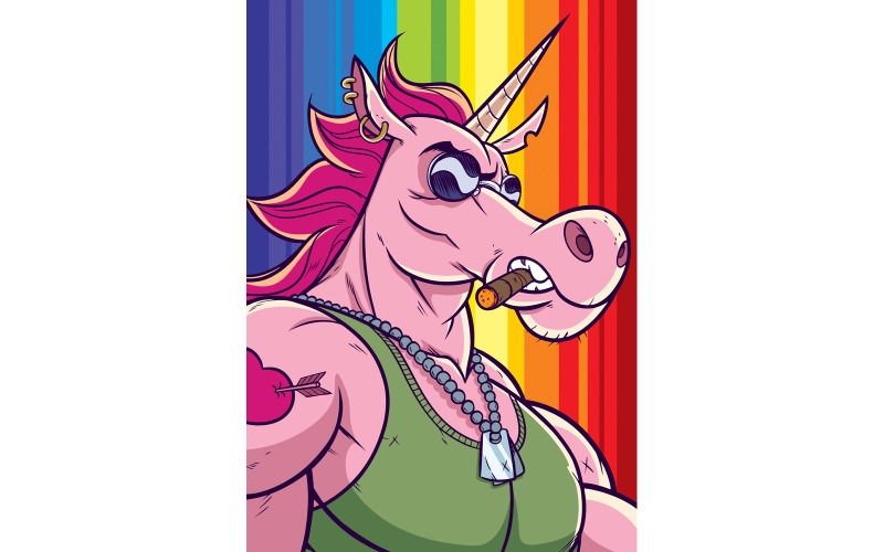 Download Иллюстрация "Unicorn Portrait - Illustration" / Unicorn Portrait - Illustration - Иллюстрация на тему графика unicorn,stallion,horse,character,soldier,action,figure,warrior,muscular,bad,gay,homosexual,love,saint valentines day,st valentine,romance,flirting,heart,horn,horned