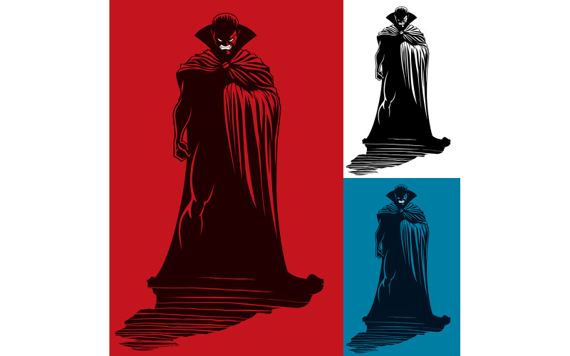 Download Иллюстрация "Vampire - Illustration" / Vampire - Illustration - Иллюстрация на тему графика vampire,dracula,count,character,man,male,cape,evil,demon,devil,satan,monster,dark,teeth,blood,halloween,fantasy,horror,red,blue