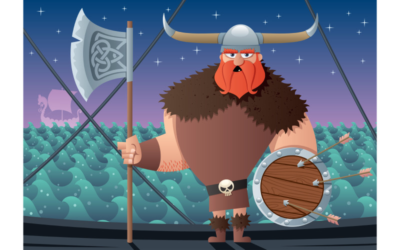 Download Иллюстрация "Viking - Illustration" / Viking - Illustration - Иллюстрация на тему графика viking,berserker,cartoon,character,warrior,soldier,pirate,barbarian,sailor,medieval,history,nordic,norse,scandinavian,people,man,male,fantasy,mythology,beard