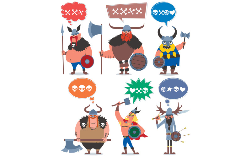 Download Иллюстрация "Vikings - Illustration" / Vikings - Illustration - Иллюстрация на тему графика viking,berserker,cartoon,character,warrior,soldier,pirate,barbarian,bully,sailor,medieval,history,nordic,norse,scandinavian,people,man,male,thor,god