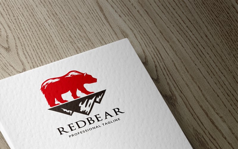 Modèle de logo ours rouge