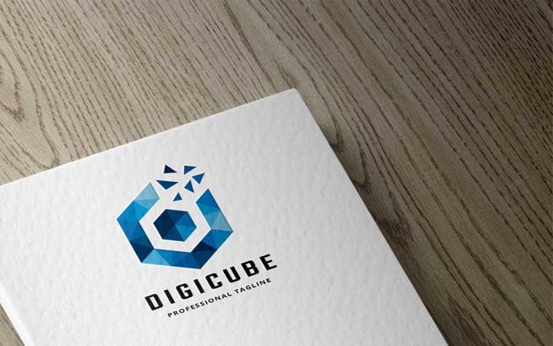 Modelo de logotipo de cubo digital