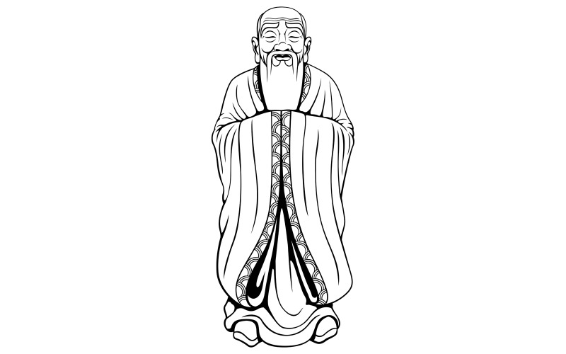 Download Иллюстрация "Wise Man Line Art - Illustration" / Wise Man Line Art - Illustration - Иллюстрация на тему графика confucius,wise man,chinese,asian,man,wisdom,sage,philosopher,teacher,thinker,politician,philosophy,famous,monk,buddhist,buddhism,coloring,book,page,coloring book