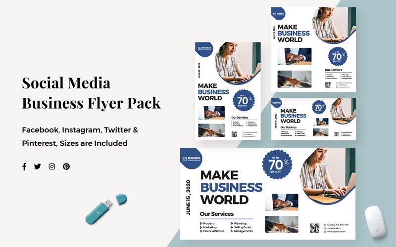 Download Шаблон для соцсетей "Business Social Media Template" / Business Social Media Template - Шаблон для соцсетей на тему графика business,social,media,templates,facebook,instagram,twitter,pinterest,day,event,promotion,activities,promotions,graphic,web