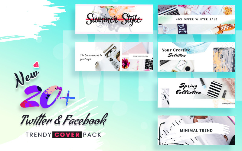 Download Шаблон для соцсетей "Facebook And Twitter Cover Social Media Template" / Facebook And Twitter Cover Social Media Template - Шаблон для соцсетей на тему графика facebook,twitter,cover,templates,template,business,blog,fashion,shop,magazine,social,media,promotion,promotions,creative