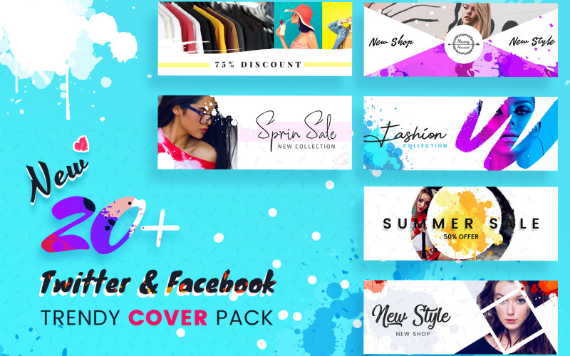 Download Шаблон для соцсетей "Facebook And Twitter Cover Social Media Template" / Facebook And Twitter Cover Social Media Template - Шаблон для соцсетей на тему графика facebook,twitter,cover,templates,social,media,website,promotions,instagram,covers,business,blog,magazine,fashion,shop