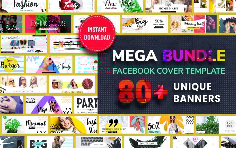 Download Шаблон для соцсетей "Facebook Cover Mega Bundle Social Media Template" / Facebook Cover Mega Bundle Social Media Template - Шаблон для соцсетей на тему графика facebook,cover,templates,mega,bundle,social,media,template,business,blog,fashion,shop,magazine,personal,post,posts