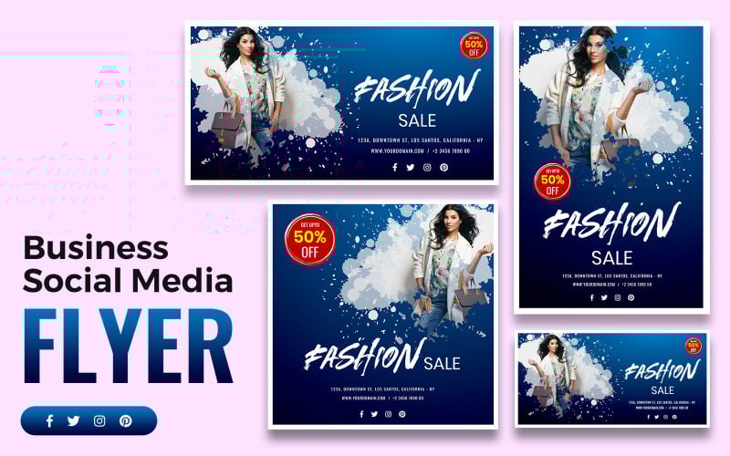 Download Шаблон для соцсетей "Fashion Sale Social Media Template" / Fashion Sale Social Media Template - Шаблон для соцсетей на тему графика social,media,pack,kit,bundle,blog,bloggers,kits,facebook,instagram,pinterest,gallery,fashion,modern,minimal,vector,sale,templates,template,shopping