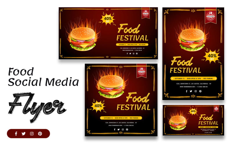 Download Шаблон для соцсетей "Fast Food Social Media Template" / Fast Food Social Media Template - Шаблон для соцсетей на тему графика fast,food,social,media,templates,template,hotel,shop,event,promotion,activities,facebook,twitter,instagram,pinterest