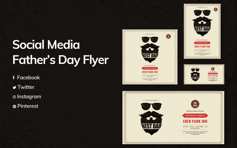 Download Шаблон для соцсетей "Fathers Day Social Media Template" / Fathers Day Social Media Template - Шаблон для соцсетей на тему графика fathers,day,social,media,template,promotion,activities,facebook,instagram,twitter,pinterest,events,tickets,templates,pack