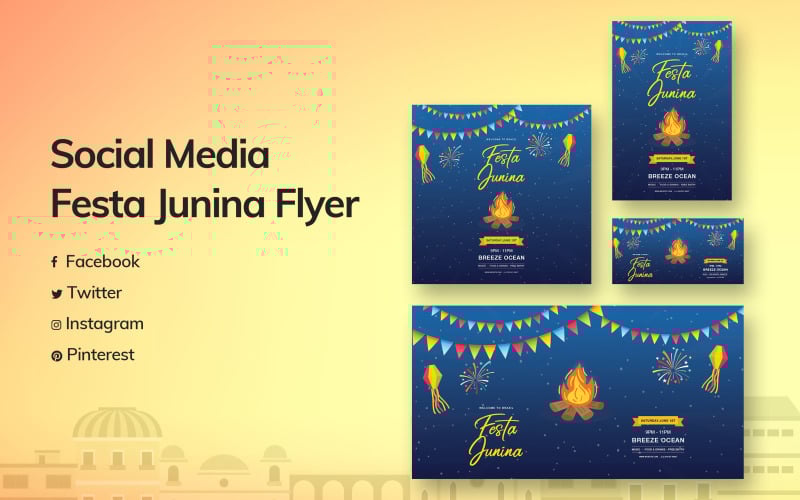 Download Шаблон для соцсетей "Festa Junina Social Media Template" / Festa Junina Social Media Template - Шаблон для соцсетей на тему графика festa,junina,day,social,media,templates,template,facebook,instagram,twitter,pinterest,promotion,promotions,celebration,celebrations,brazilian,brazil,festival