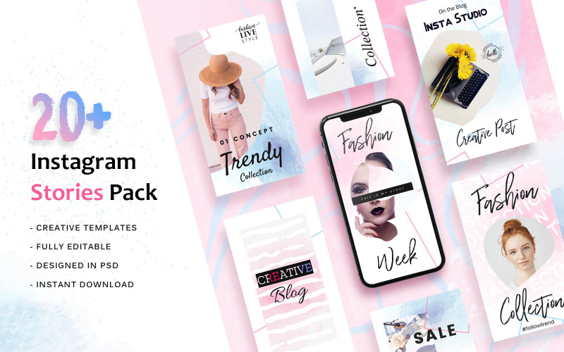 Download Шаблон для соцсетей "Instagram Stories Social Media Template" / Instagram Stories Social Media Template - Шаблон для соцсетей на тему графика instagram,stories,social,media,templates,template,story,creative,minimal,business,magazine,blog,shop,ecommerce,promotions