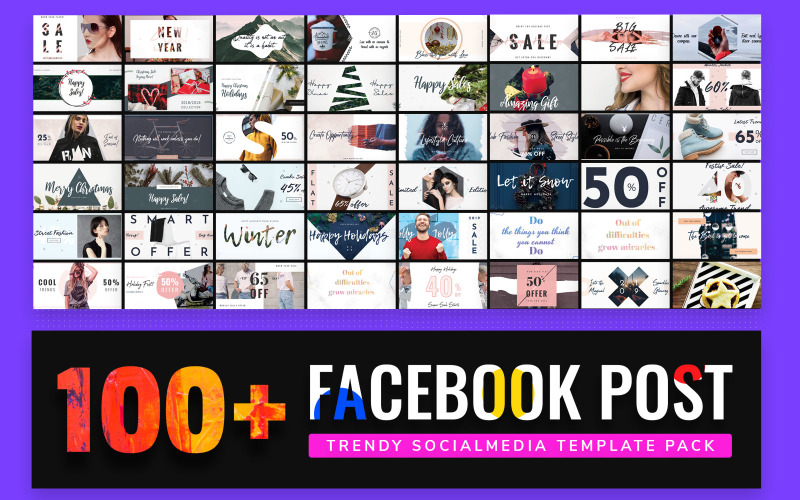 Modelo de mídia social do pacote de postagens do Facebook