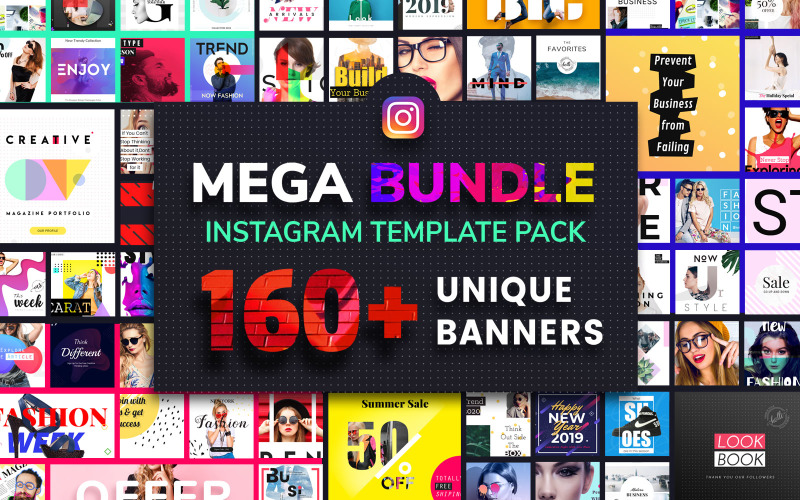 Шаблон соціальних медіа Instagram Mega Bundle