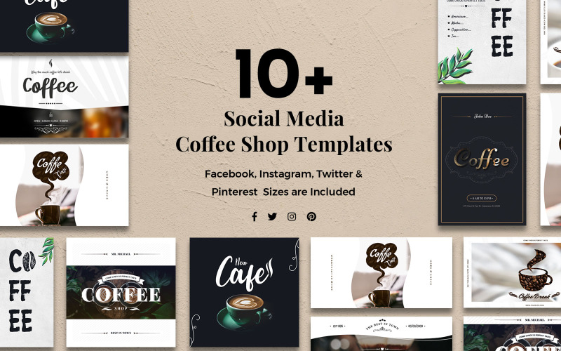 Download Шаблон для соцсетей "Shop Social Media Template" / Shop Social Media Template - Шаблон для соцсетей на тему графика social,media,banners,post,banner,promotions,facebook,twitter,instagram,pinterest,creative,professional,templates,coffee,shop