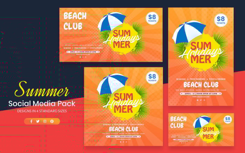Download Шаблон для соцсетей "Summer Social Media Template" / Summer Social Media Template - Шаблон для соцсетей на тему графика summer,social,media,templates,event,promotion,activities,template,instagram,facebook,twitter,pinterest,promotions,events,holidays