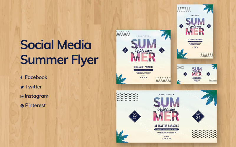 Download Шаблон для соцсетей "Summer Social Media Template" / Summer Social Media Template - Шаблон для соцсетей на тему графика summer,social,media,template,event,promotion,activities,promotions,celebration,celebrations,templates,print,creative,day,party