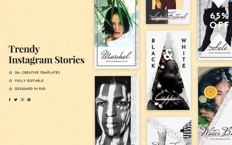 Download Шаблон для соцсетей "Trendy Instagram Stories Social Media Template" / Trendy Instagram Stories Social Media Template - Шаблон для соцсетей на тему графика trendy,instagram,stories,social,media,templates,template,post,banner,banners,facebook,kit,pack,modern,creative