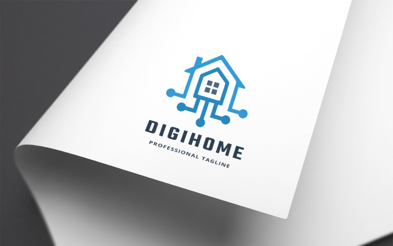 Modèle de logo de maison numérique