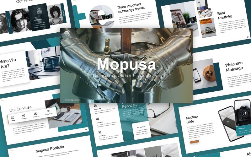 Modèle PowerPoint de présentation de la technologie Mopusa