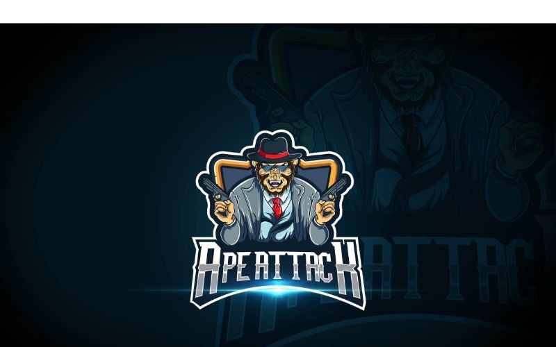 Download Шаблон логотипа "Esport Apeattack Logo Template" / Esport Apeattack Logo Template - Шаблон логотипа на тему графика brand,esport,gamers,games,identity,illustrations,legion,logo,mascot,mobile gamers,online,pc gamers,squad,teams,template,vectors
