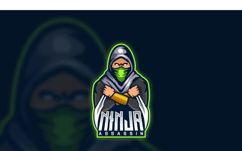 Download Шаблон логотипа "Esport Ninja Assassin Logo Template" / Esport Ninja Assassin Logo Template - Шаблон логотипа на тему графика brand,esport,gamers,games,identity,illustrations,legion,logo,mascot,mobile gamers,online,pc gamers,squad,teams,template,vectors