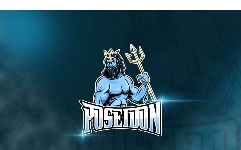 Modèle de logo Esport Poseidon
