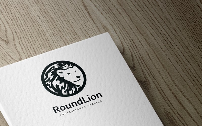 Modello di logo leone rotondo