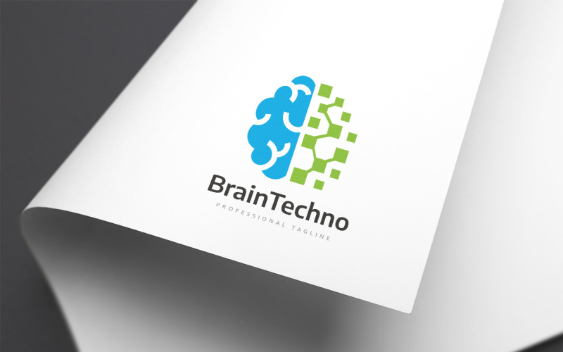 Мозок технології логотип шаблон