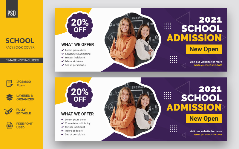 Download Шаблон для соцсетей "Creative Kids School Facebook Cover Template for Social Media" / Creative Kids School Facebook Cover Template for Social Media - Шаблон для соцсетей на тему графика template,facebook,cover,banner,page,facebook cover,social media,school,education,back to school,student,children,happy,class,learning,wearing,prevention,group,child,classroom