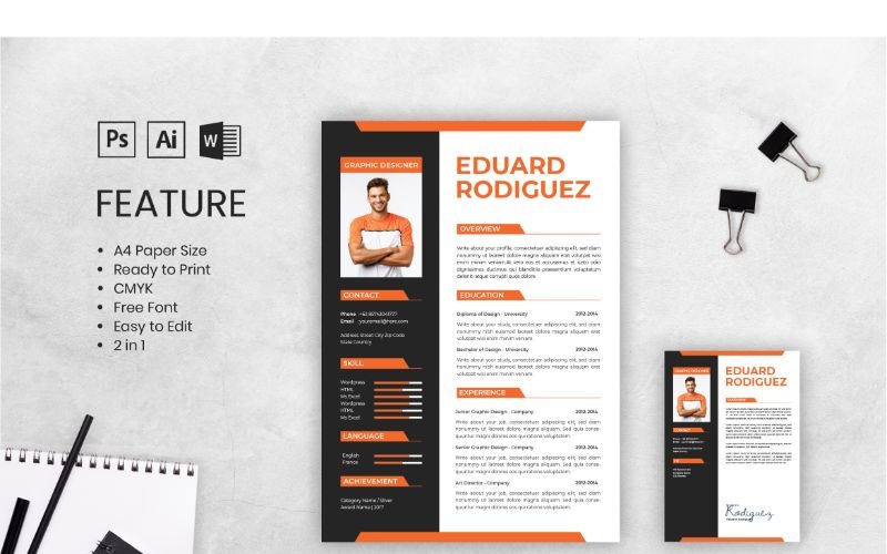 Download Резюме "Cv Resume Eduard Rodiguez Resume Template" / Cv Resume Eduard Rodiguez Resume Template - Резюме на тему графика adobe illustrator,applying,companies,curriculum vitae,female,freelance,jobs,personal brand,photoshop,portofolio,profile,resume,self branding,theme,videographer,word,worker