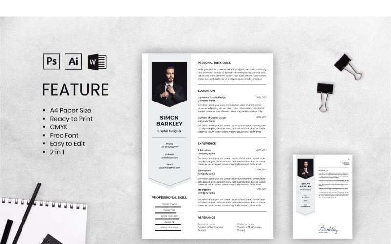 Download Резюме "Cv Resume Simon Barkley Resume Template" / Cv Resume Simon Barkley Resume Template - Резюме на тему графика adobe illustrator,applying,companies,curriculum vitae,female,freelance,jobs,personal brand,photoshop,portofolio,profile,resume,self branding,theme,videographer,word,worker