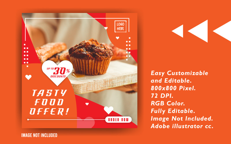 Download Шаблон для соцсетей "Delicious food promotional Social Media Template" / Delicious food promotional Social Media Template - Шаблон для соцсетей на тему графика promotion,poster,background,sale,banner,design,offer,discount,concept,template,fashion,advertising,card,illustration,geometric,social,business,vector,modern,family