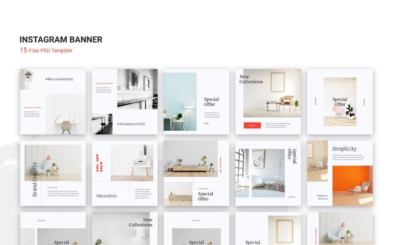 Download Шаблон для соцсетей "Instagram Banner Interior Sale Social Media Template" / Instagram Banner Interior Sale Social Media Template - Шаблон для соцсетей на тему графика adobe photoshop,banner,instagram,posts,social media,stories,template