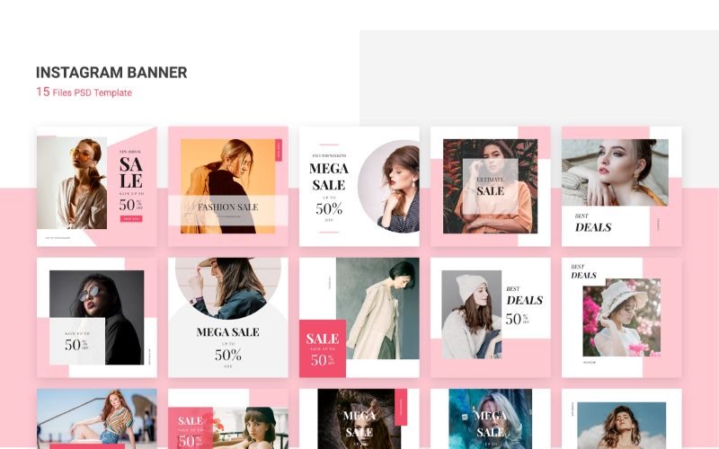 Download Шаблон для соцсетей "Instagram Banner Mega Sale Social Media Template" / Instagram Banner Mega Sale Social Media Template - Шаблон для соцсетей на тему графика adobe photoshop,banner,instagram,posts,social media,stories,template
