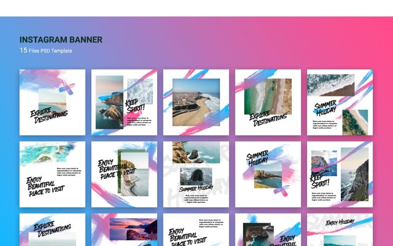 Download Шаблон для соцсетей "Instagram Banner Summer Holiday Social Media Template" / Instagram Banner Summer Holiday Social Media Template - Шаблон для соцсетей на тему графика adobe photoshop,banner,instagram,posts,social media,stories,template