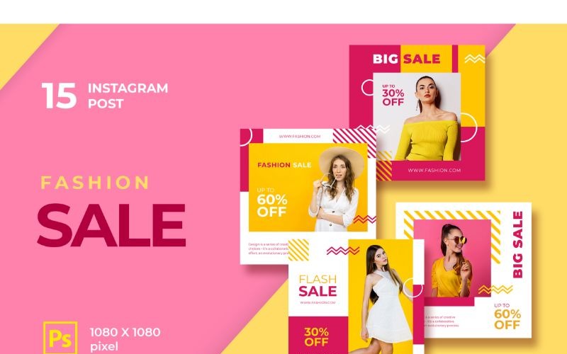 Download Шаблон для соцсетей "Instagram Post Fashion Sale Pink Social Media Template" / Instagram Post Fashion Sale Pink Social Media Template - Шаблон для соцсетей на тему графика adobe photoshop,banner,instagram,posts,social media,stories,template
