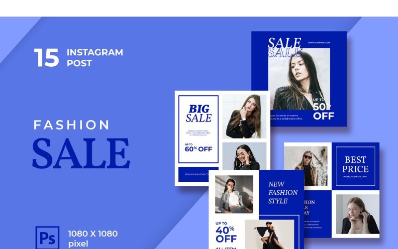 Download Шаблон для соцсетей "Instagram Post Fashion Sale Social Media Template" / Instagram Post Fashion Sale Social Media Template - Шаблон для соцсетей на тему графика adobe photoshop,banner,instagram,posts,social media,stories,template