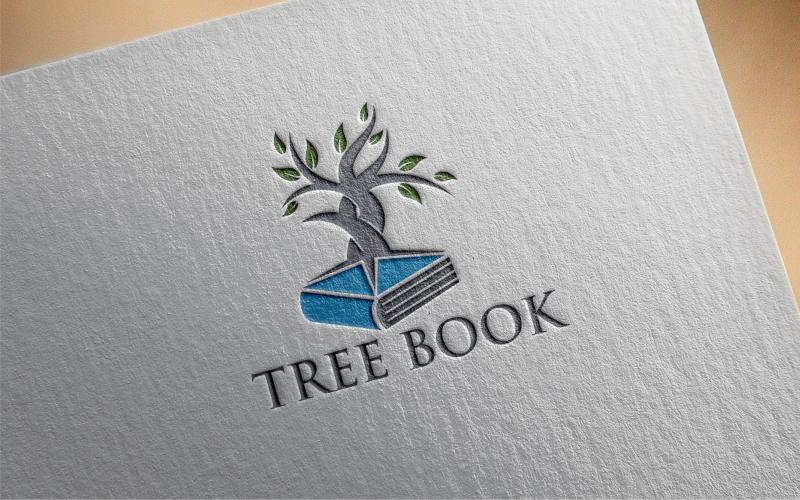 Modèle de logo d'arbre de livre