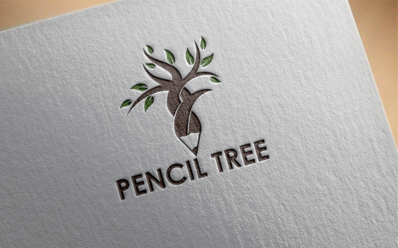 Modèle de logo de crayon d'arbre