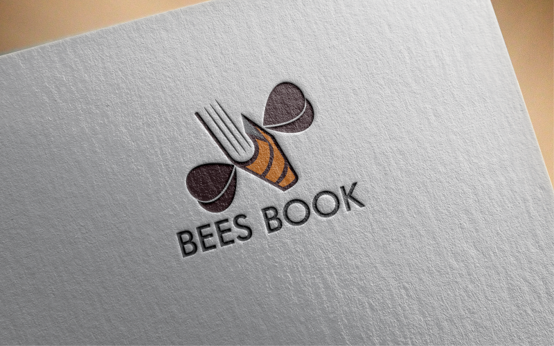 Modèle de logo plat de livre d'abeilles