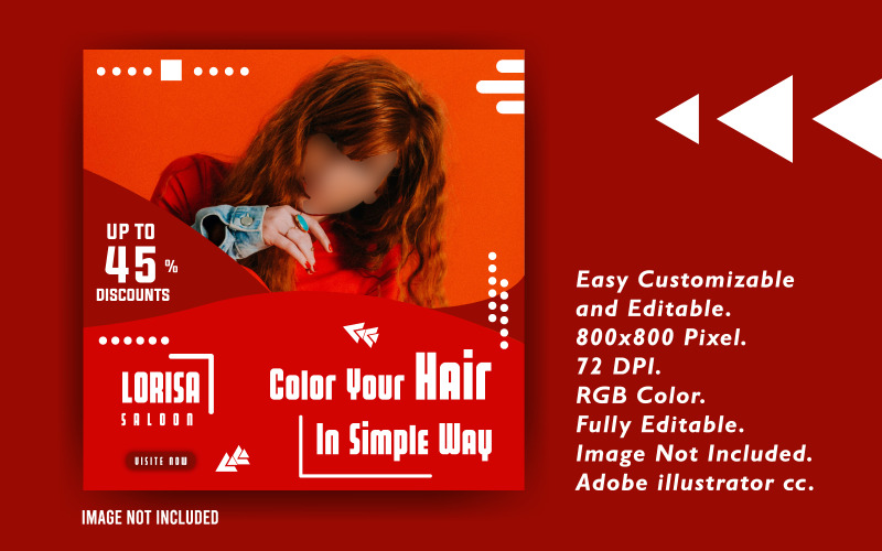 Modello di social media promozionale di colore dei capelli