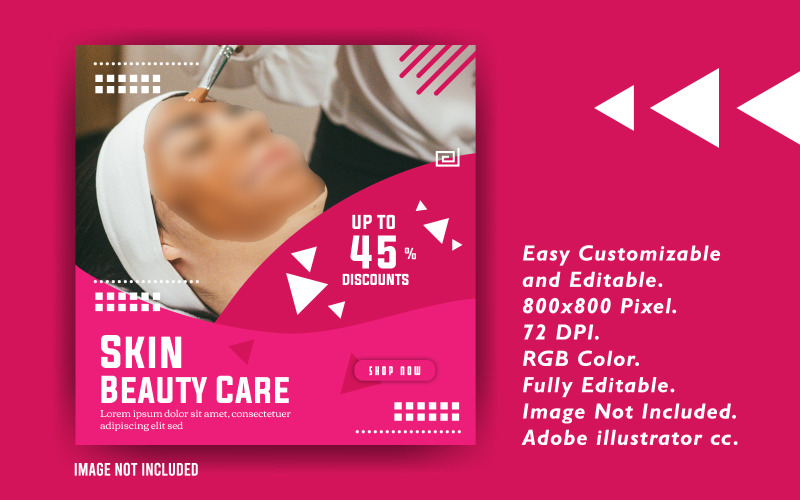 Download Шаблон для соцсетей "Skin beauty care Social Media Template" / Skin beauty care Social Media Template - Шаблон для соцсетей на тему графика promotion,poster,background,sale,layout,flyer,banner,brochure,design,offer,discount,concept,template,fashion,frame,advertising,card,illustration,geometric,label