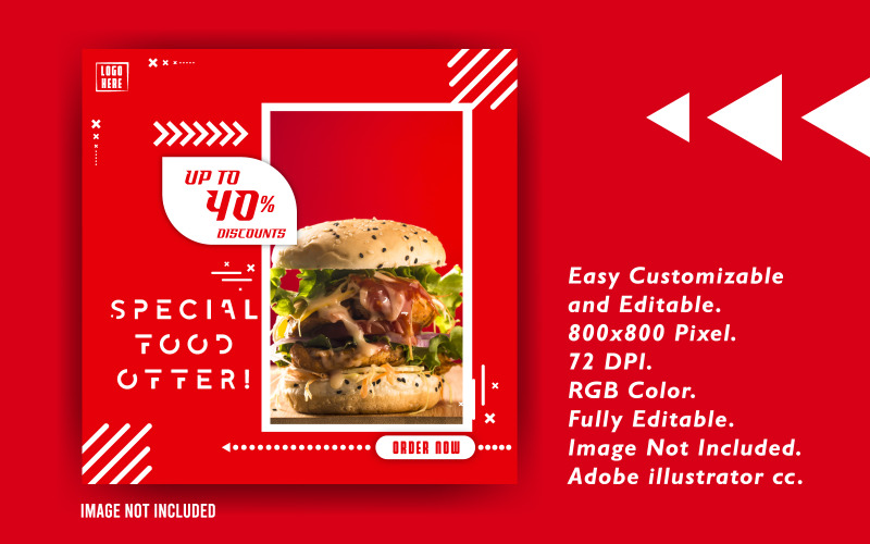 Download Шаблон для соцсетей "Stylish food promotional Social Media Template" / Stylish food promotional Social Media Template - Шаблон для соцсетей на тему графика promotion,poster,background,sale,banner,design,offer,discount,concept,template,fashion,advertising,card,illustration,geometric,social,business,vector,modern