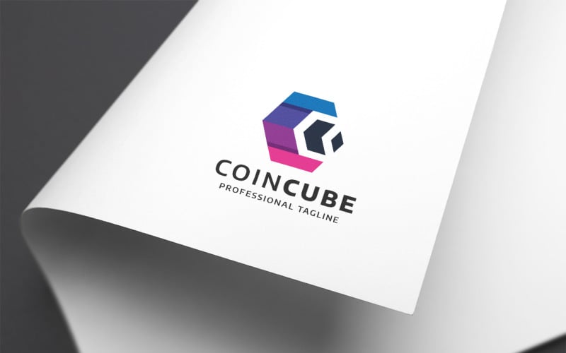 Coin Cube Letter C Logo Template