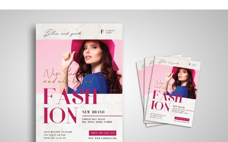 Flyer  Fashion Blue and Pink - Corporate Identity Template